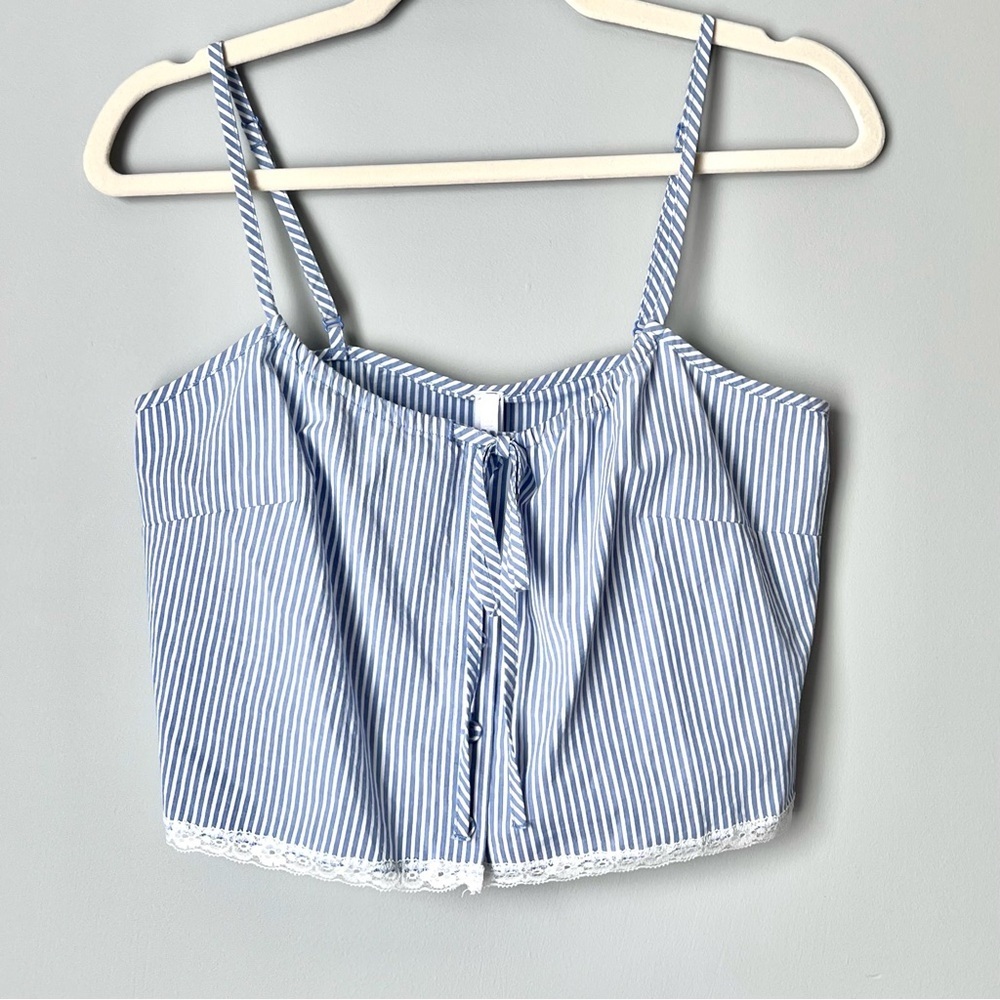 SKIMS Cotton Poplin Cami | Cadet Stripe | Size XS